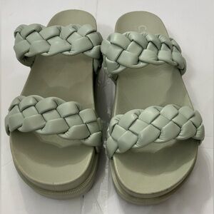 Catherine Malandrino Women Double Strap Green Sandals Size 9 Summer Beach Vacay